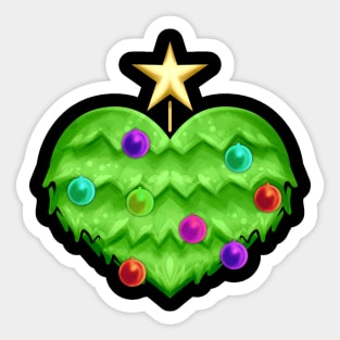 Heart Shaped Christmas Tree With Decoration For Christmas Sticker